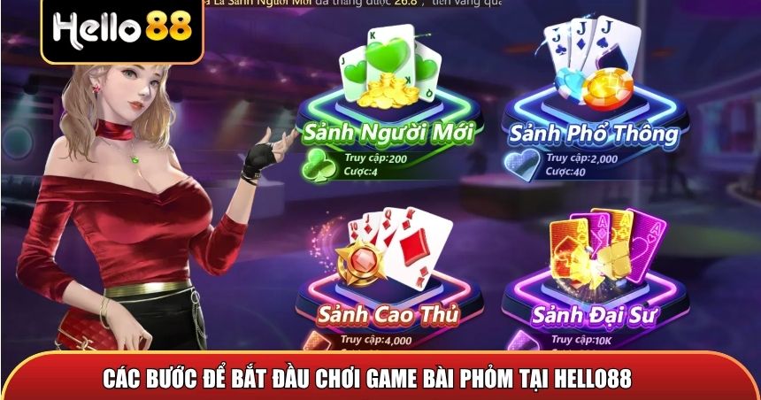 Các bước để bắt đầu chơi game bài phỏm tại Hello88
