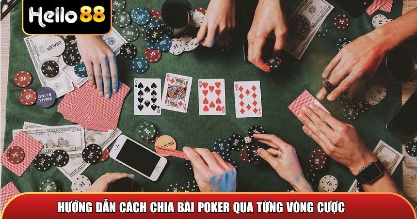 Hướng dẫn cách chia bài Poker qua từng vòng cược